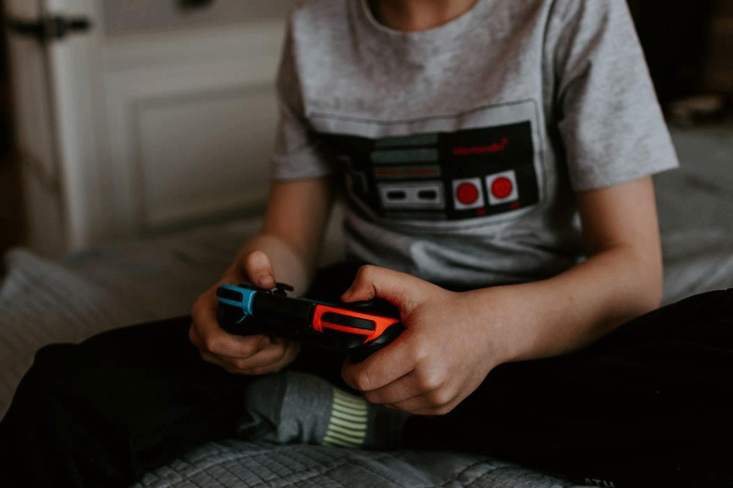 Child playing a computer game 